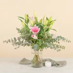 Bouquet di Gigli Bianchi e Rosa