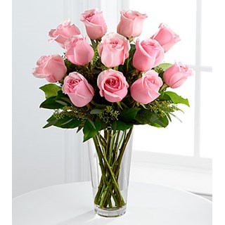 The Long Stem Pink Rose Arrangement