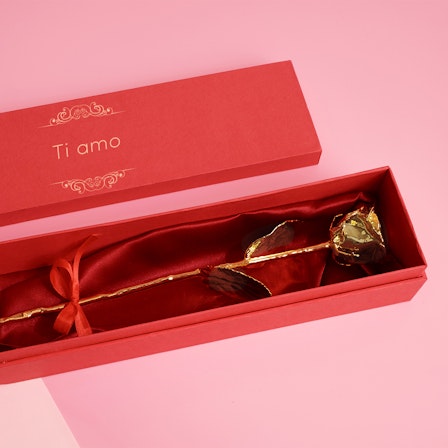 Rosa Eterna 24k Placcata Oro – Fiore Vero Stabilizzato Con Base, Idea Regalo Per San Valentino E Festa Della Mamma