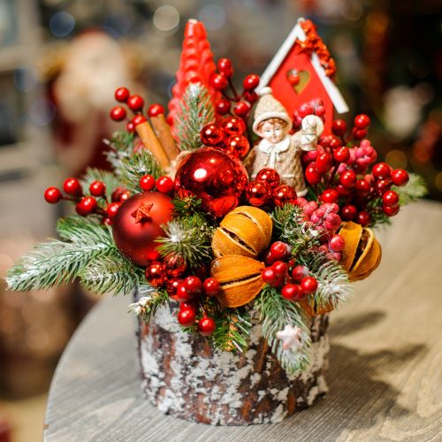 Centrotavola natalizio con palline