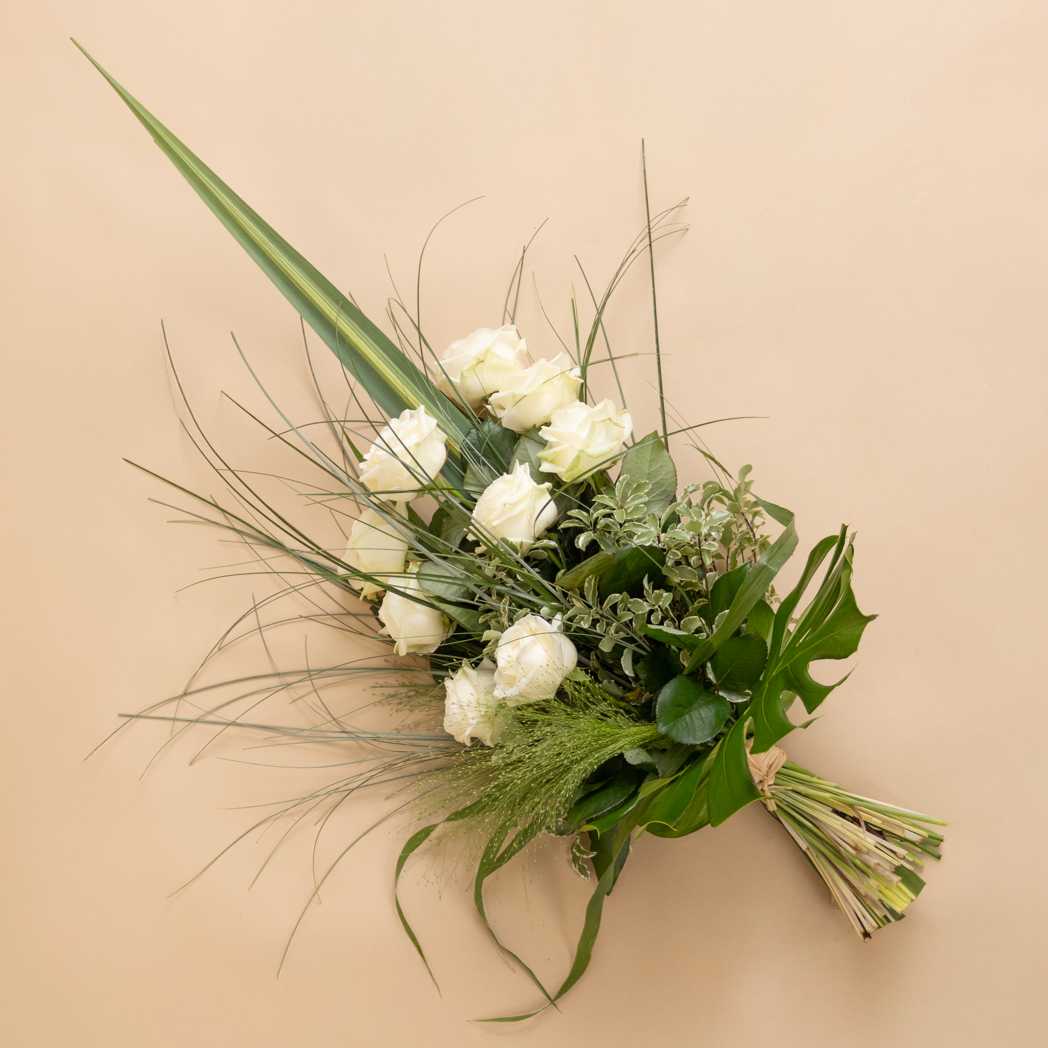 Palma con Rose Bianche