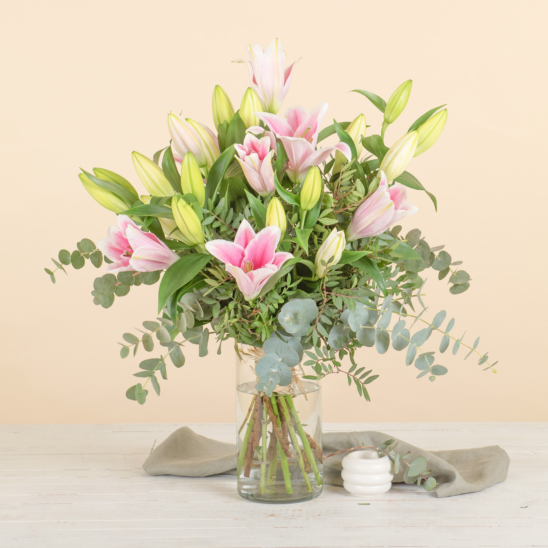 Bouquet di Gigli Bianchi e Rosa